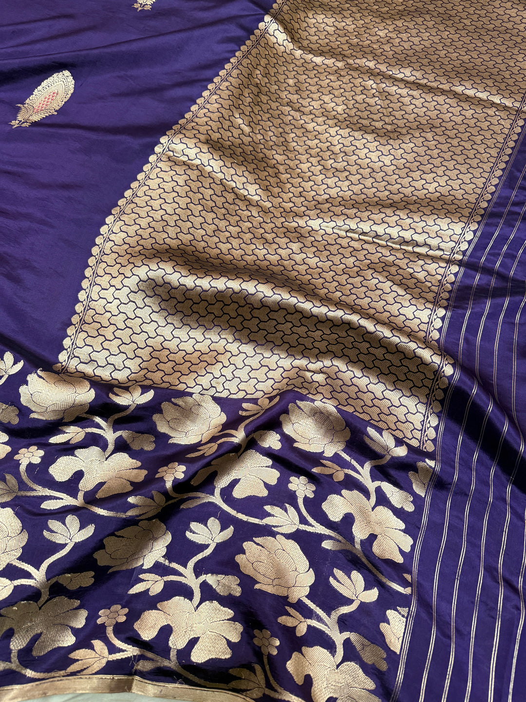 Navy Pure Silk Handloom Banarasi Saree