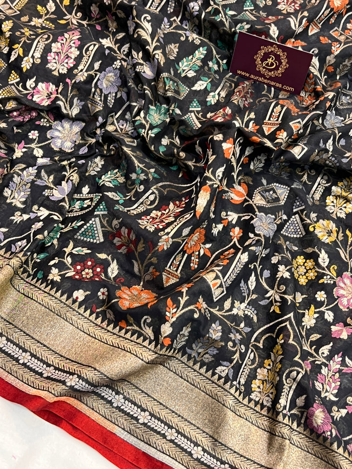 Cotton Silk Jamdani Saree with Meenakari Handloom Weave