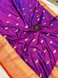 Purple Pure Banarasi Handloom Katan Silk Saree - Aura Benaras