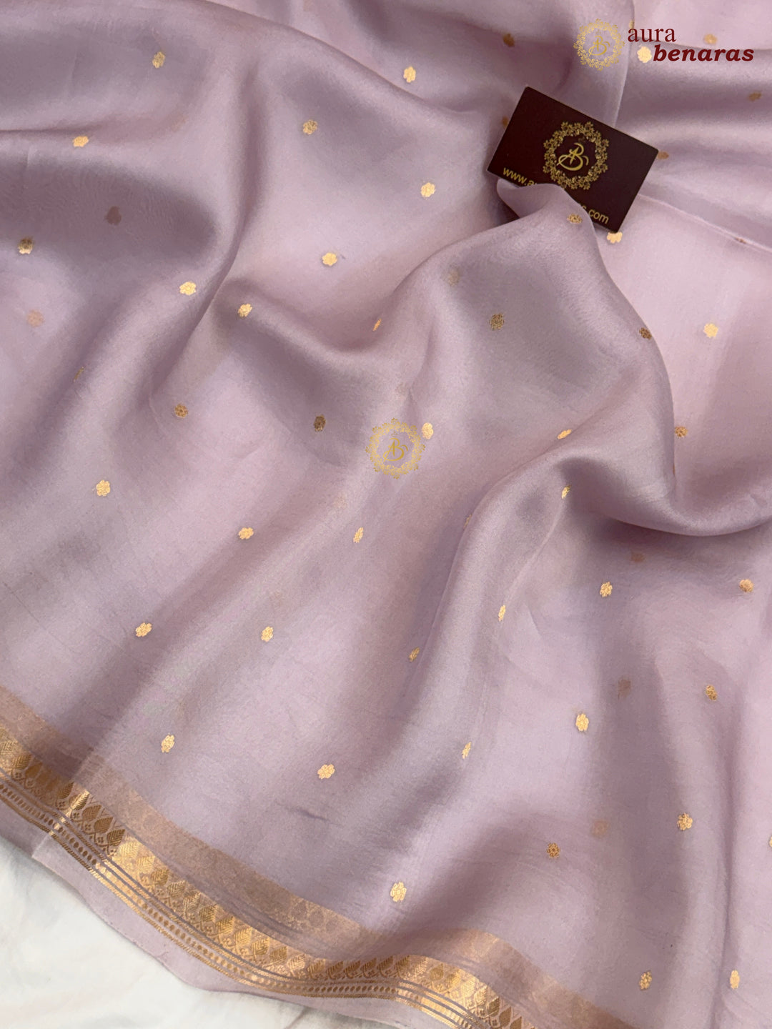 Dusty Lavender Kora Silk Banarasi Saree with Zari Butis 