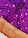 Purple Pure Banarasi Handloom Katan Silk Saree - Aura Benaras