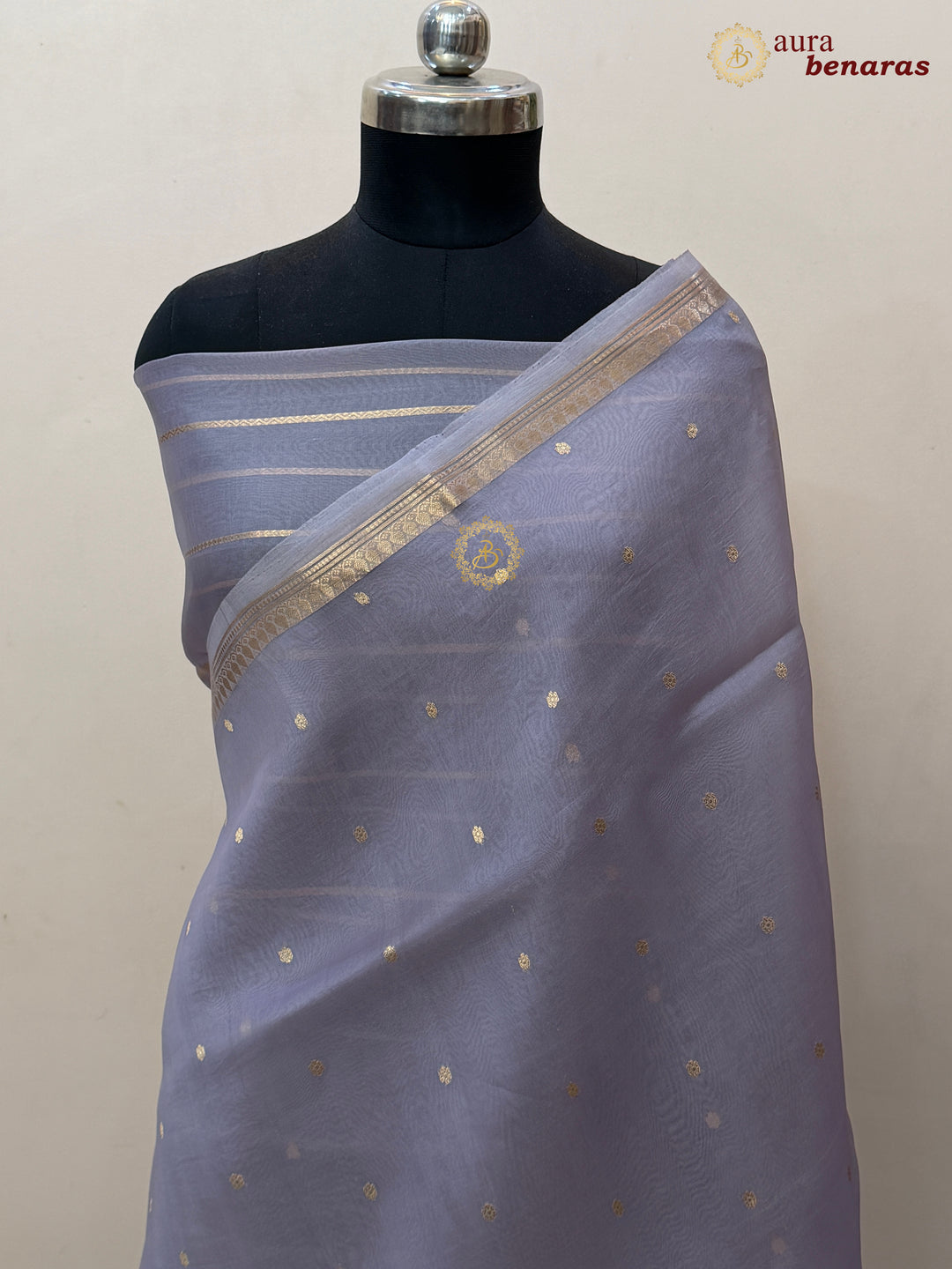 Dusty Lavender Kora Silk Banarasi Saree with Zari Butis 