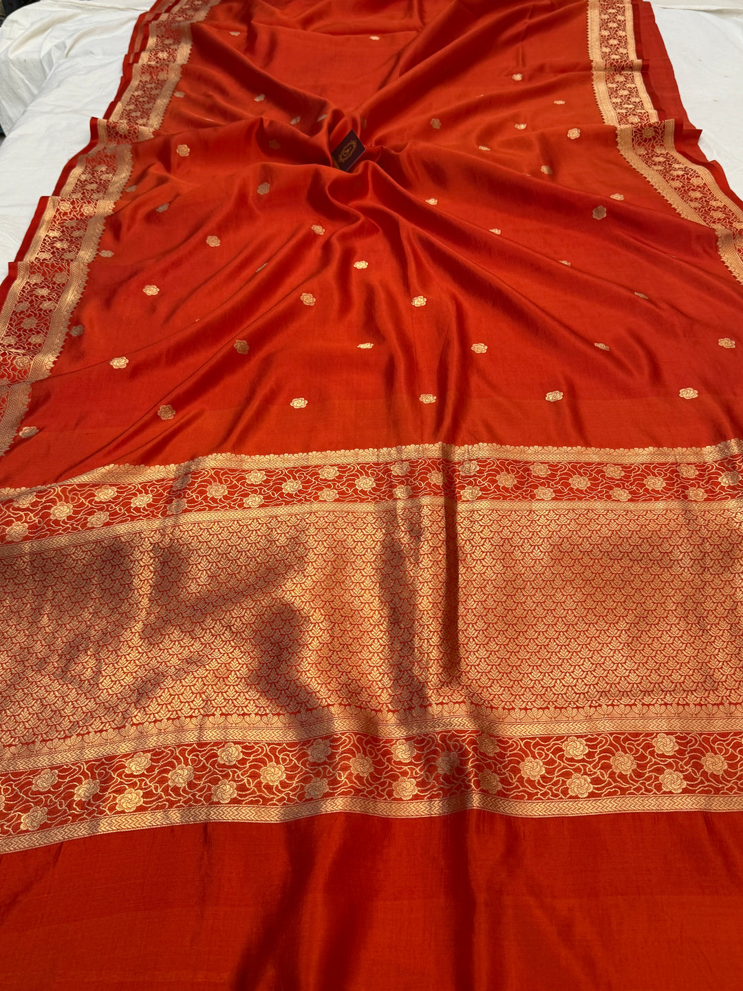 Orange Pure Silk Handloom Banarasi Saree