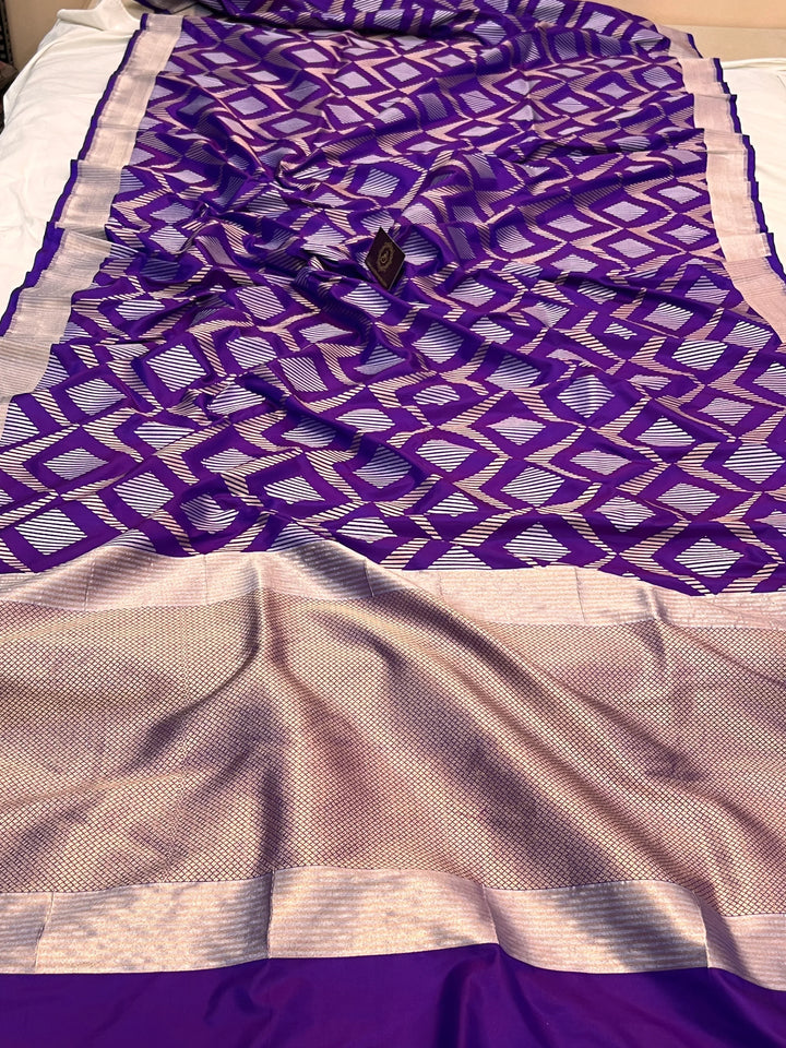 Purple Pure Katan Silk Banarasi Saree with Sona Rupa Jaal