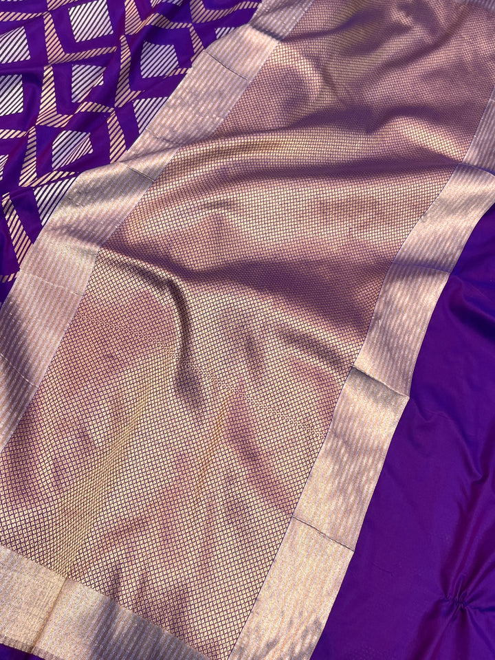 Purple Pure Katan Silk Banarasi Saree with Sona Rupa Jaal