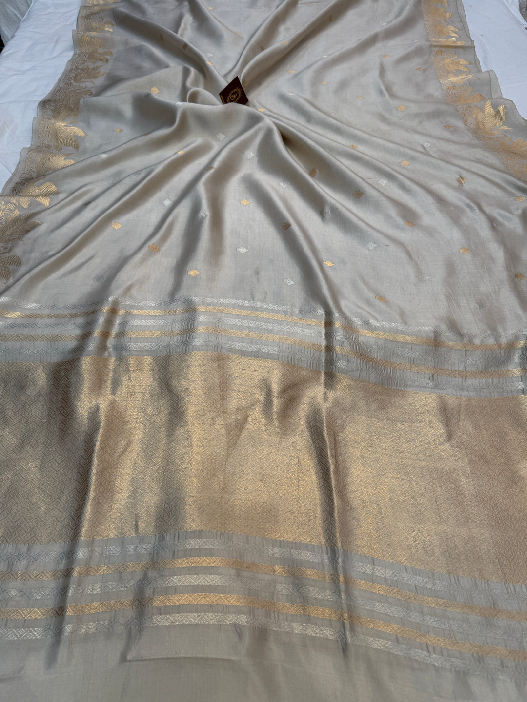 Smoke Grey Pure Silk Handloom Banarasi Saree