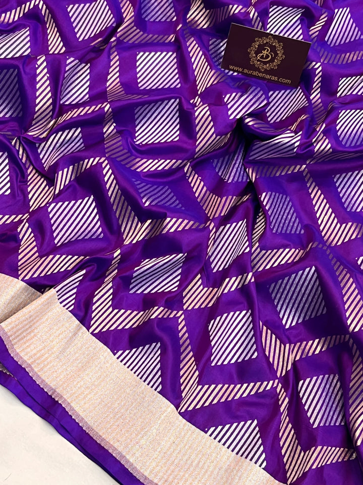 Purple Pure Katan Silk Banarasi Saree with Sona Rupa Jaal