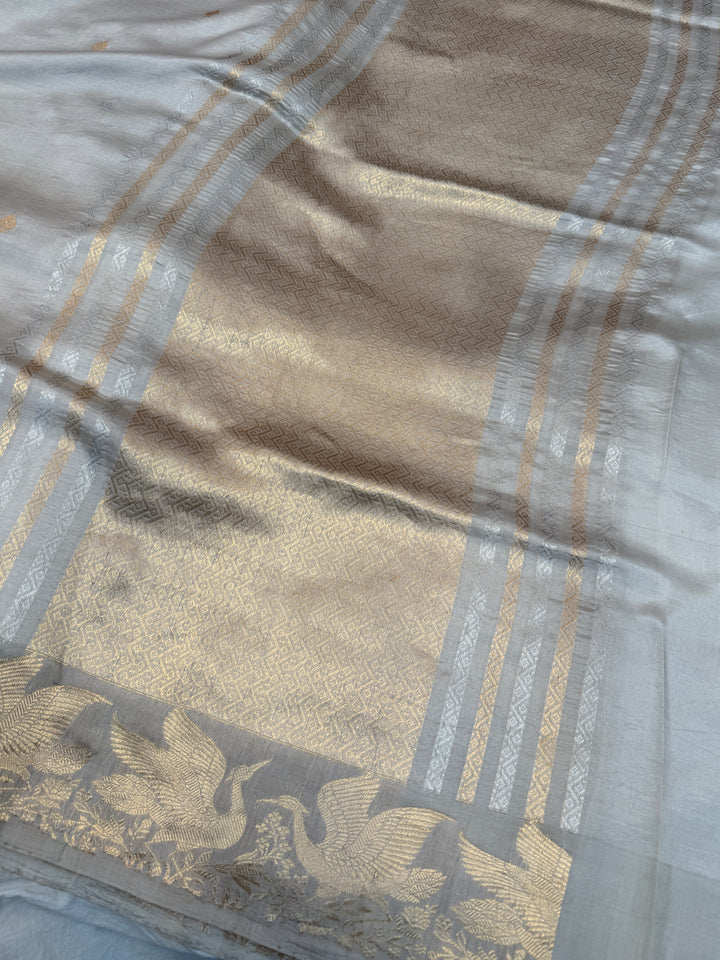 Smoke Grey Pure Silk Handloom Banarasi Saree