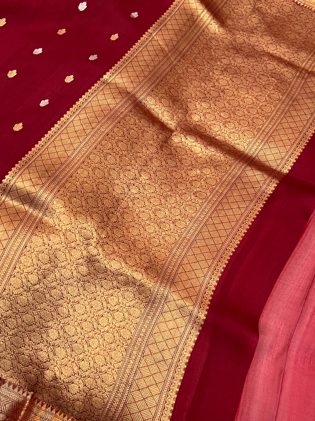 Maroon Kora Silk Handloom Banarasi Saree