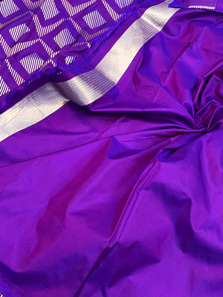 Purple Pure Katan Silk Banarasi Saree with Sona Rupa Jaal