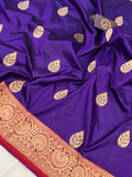 Purple Pure Banarasi Handloom Katan Silk Saree - Aura Benaras