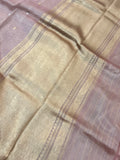 Baby Pink Banarasi Handloom Organza Tissue Silk Saree - Aura Benaras