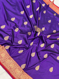 Purple Pure Banarasi Handloom Katan Silk Saree - Aura Benaras