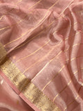 Baby Pink Banarasi Handloom Organza Tissue Silk Saree - Aura Benaras