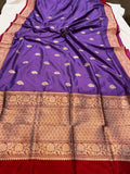 Matte Purple Pure Banarasi Handloom Katan Silk Saree - Aura Benaras