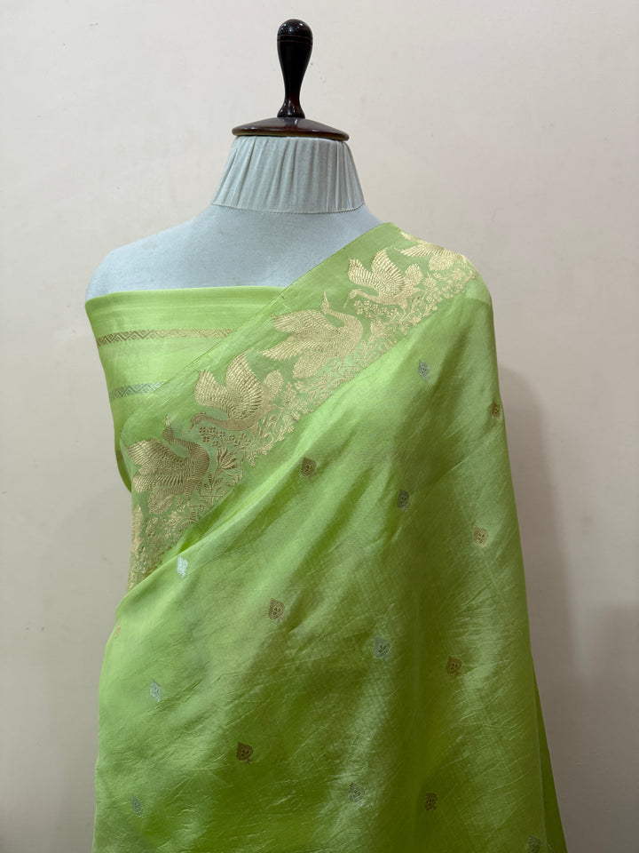 Sea Green Pure Silk Handloom Banarasi Saree