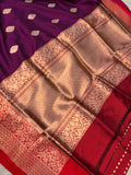 Wine Pure Banarasi Handloom Katan Silk Saree - Aura Benaras