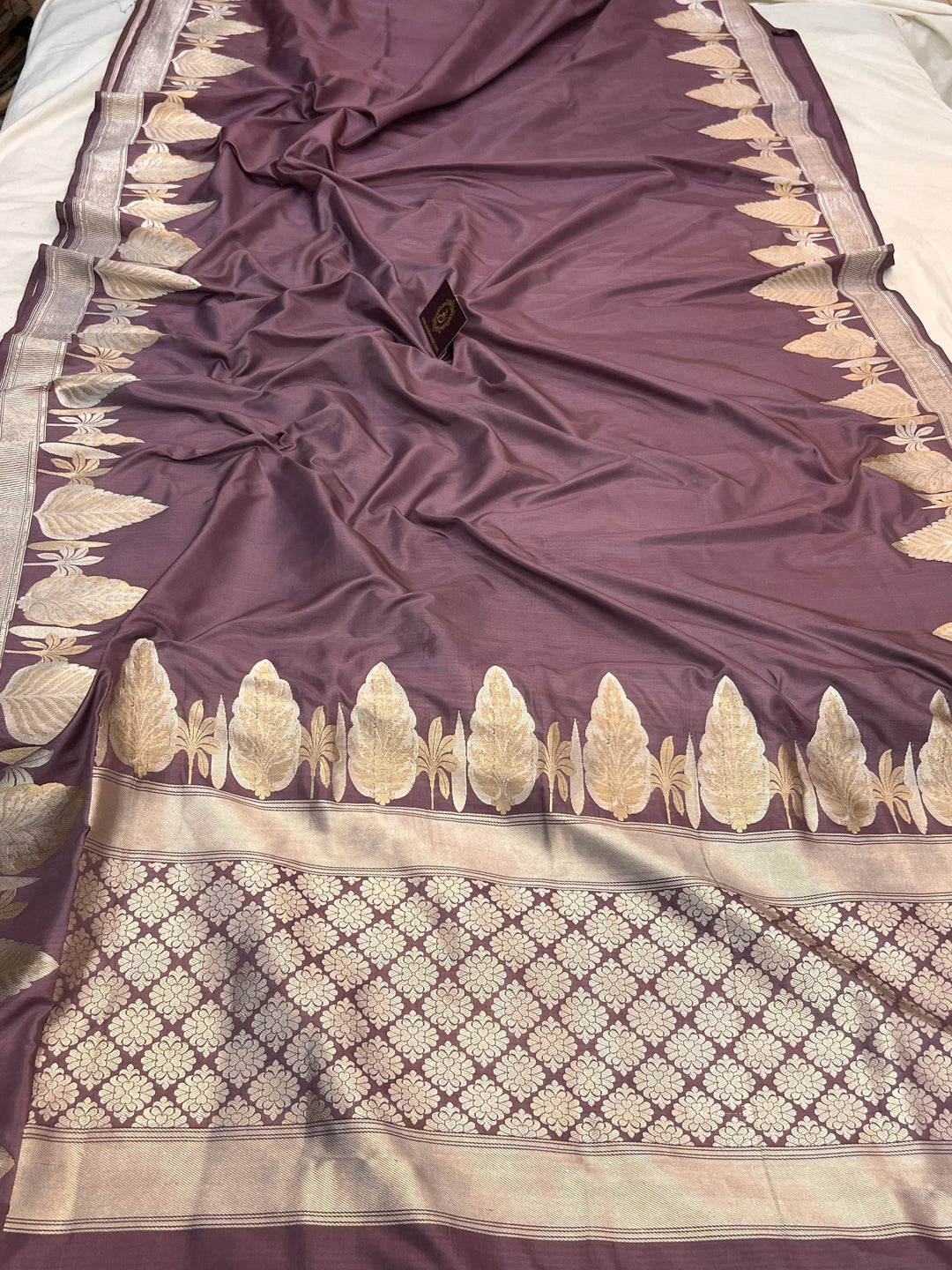 Dusty lavender Banarasi Handloom Katan Silk Saree 