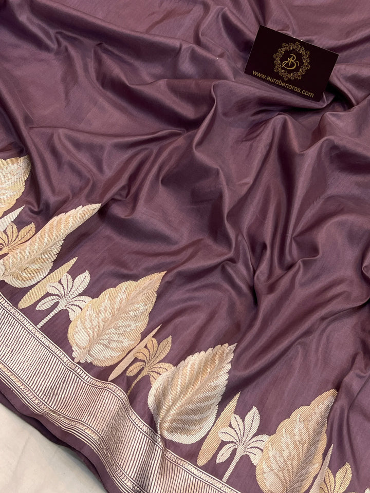 Dusty lavender Banarasi Handloom Katan Silk Saree 