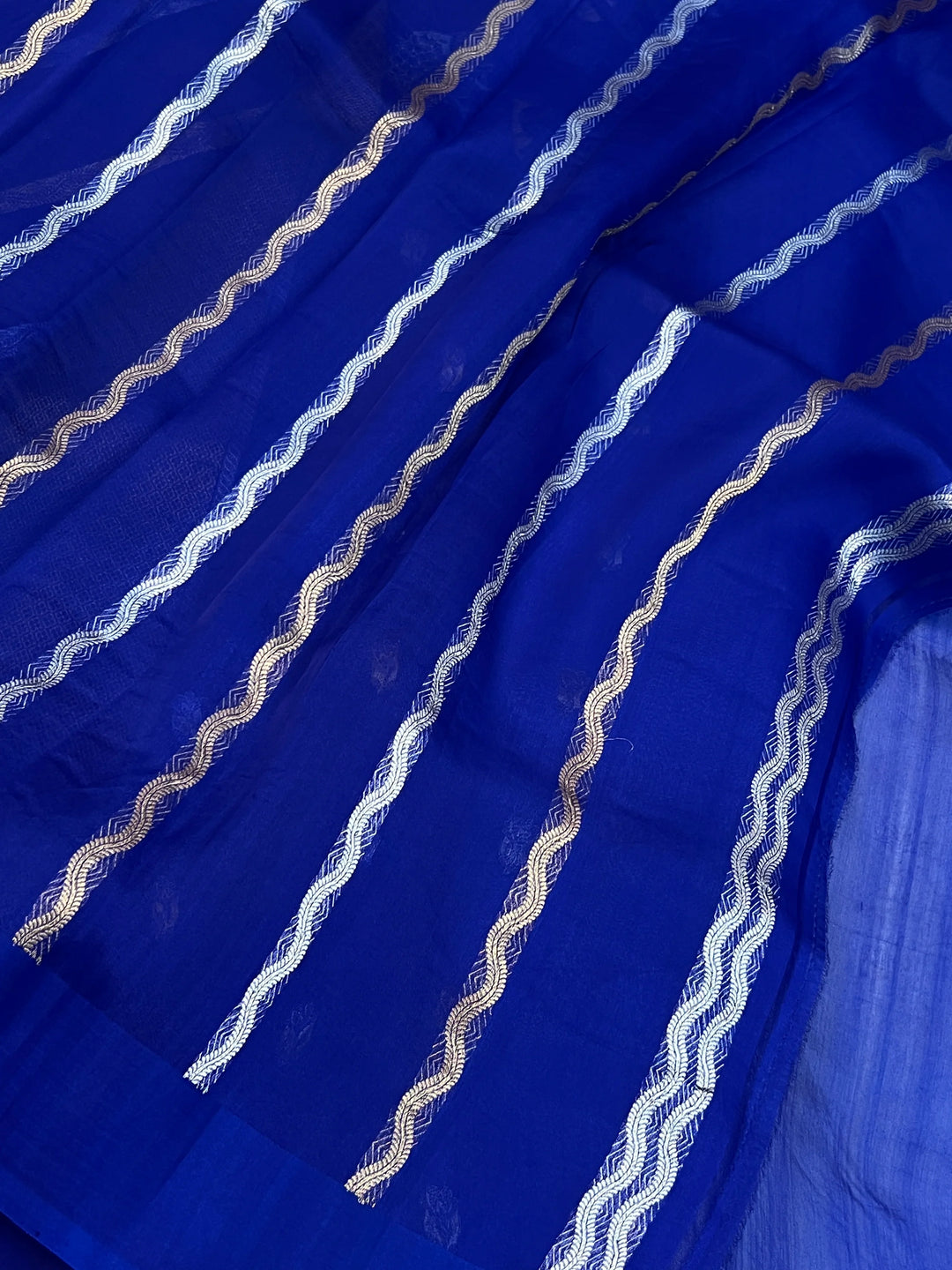 Royal Blue Pure Kora Silk Handloom Banarasi Saree