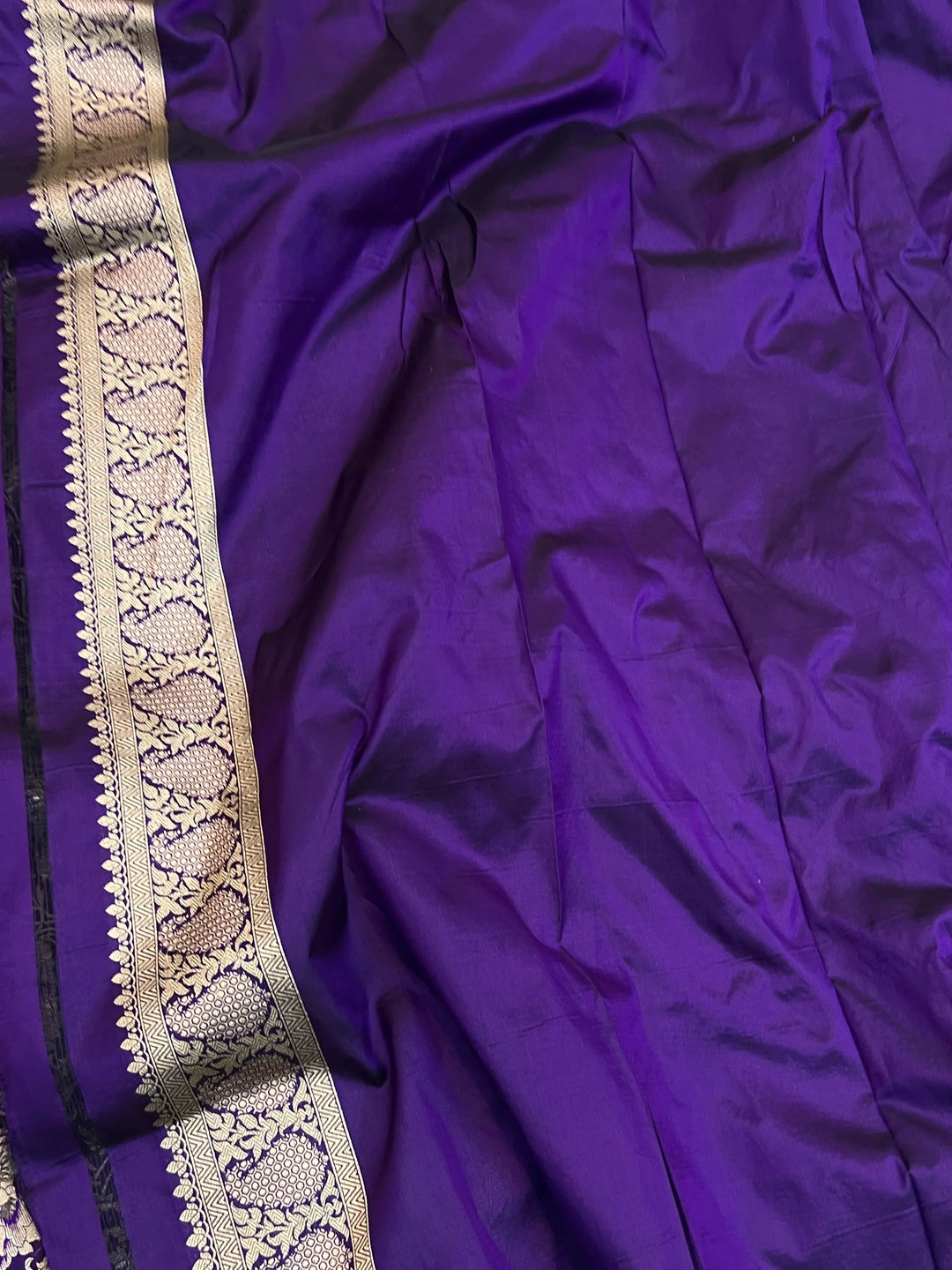 Deep Purple Katan Silk Banarasi Saree with Meenakari Border
