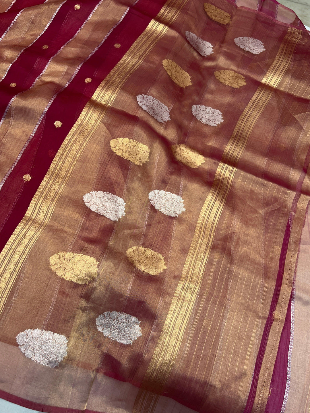 Rani Pink Pure Tissue Silk Handloom Banarasi Saree