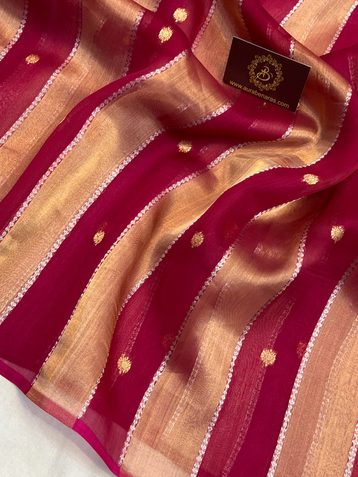 Rani Pink Pure Tissue Silk Handloom Banarasi Saree