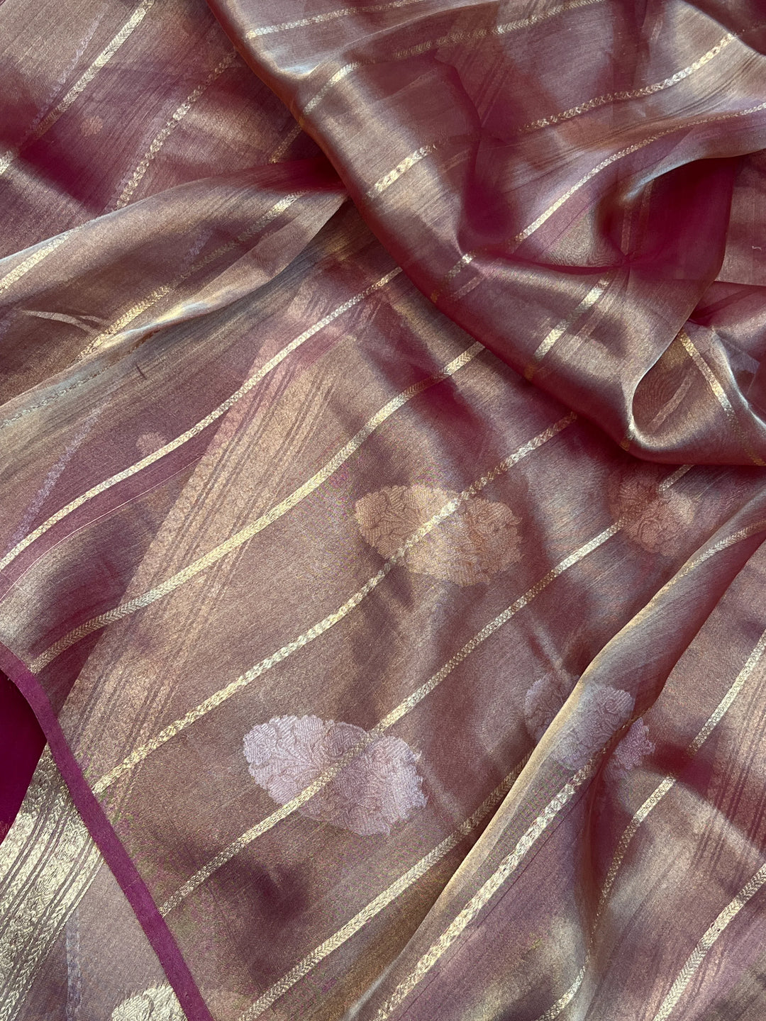 Rani Pink Pure Tissue Silk Handloom Banarasi Saree