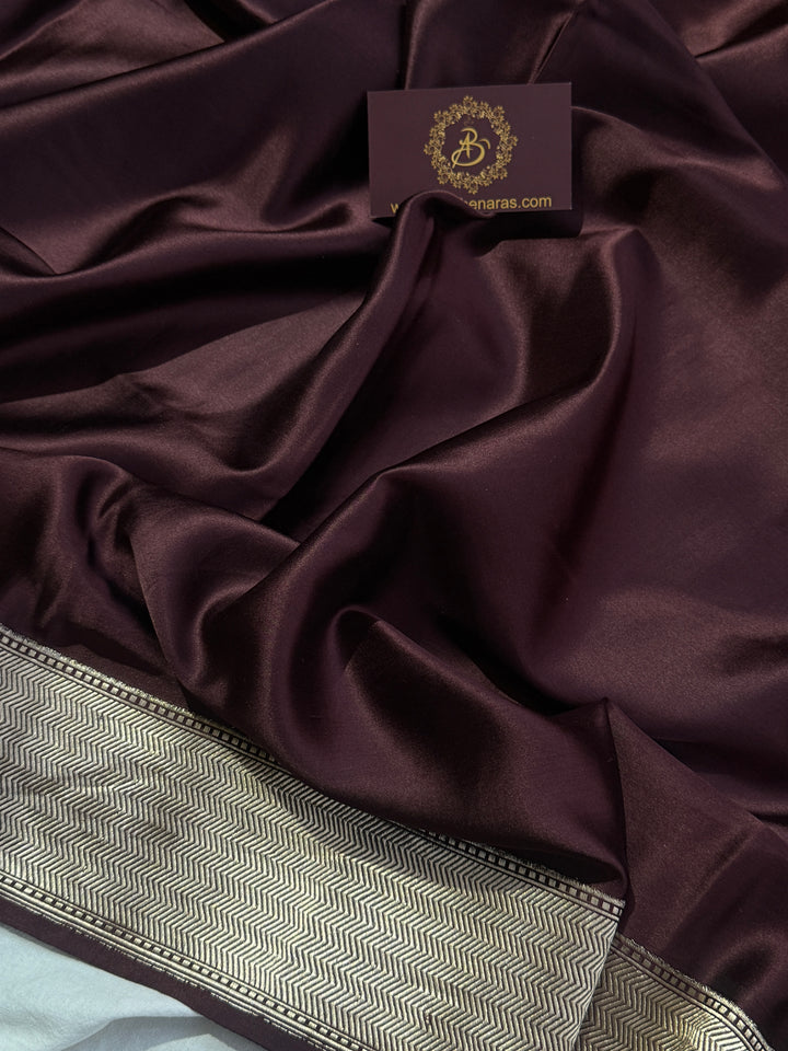 Brown Pure Mashru Silk Handloom Banarasi Saree