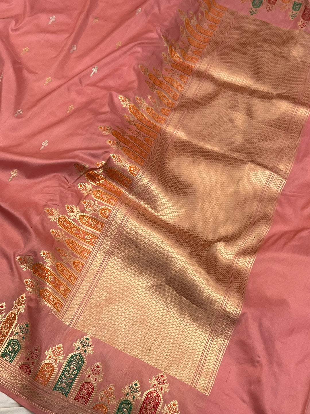 Katan Silk Banarasi Saree Kadhwa Meenakari Border