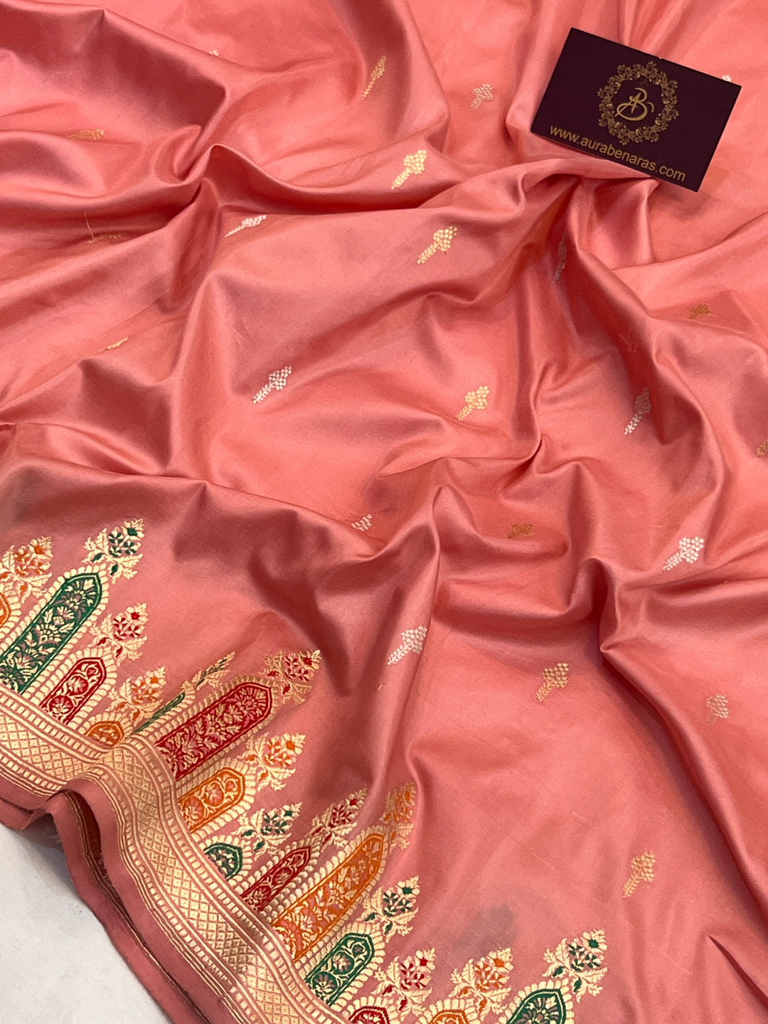 Katan Silk Banarasi Saree Kadhwa Meenakari Border