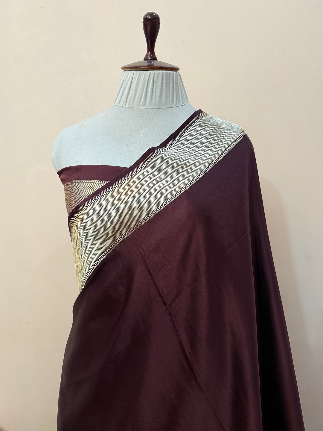 Brown Pure Mashru Silk Handloom Banarasi Saree