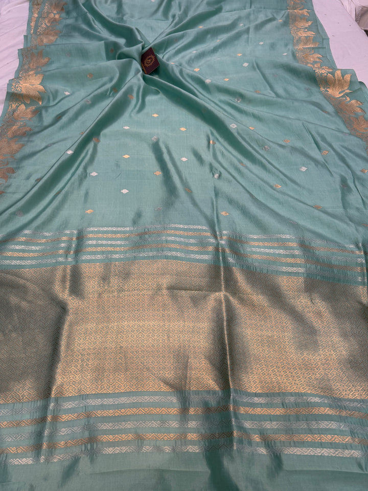 Sky Blue Pure Silk Handloom Banarasi Saree