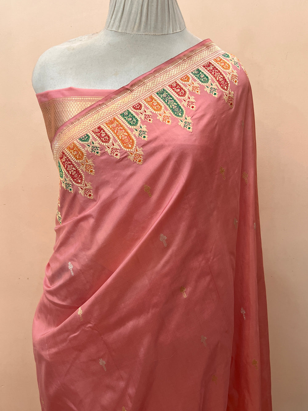 Katan Silk Banarasi Saree Kadhwa Meenakari Border