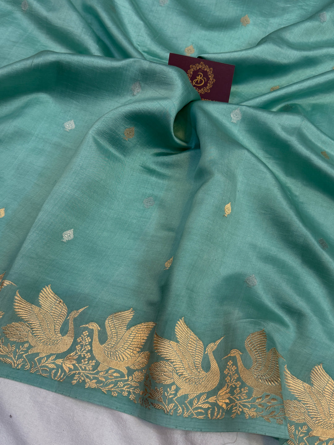 Sky Blue Pure Silk Handloom Banarasi Saree