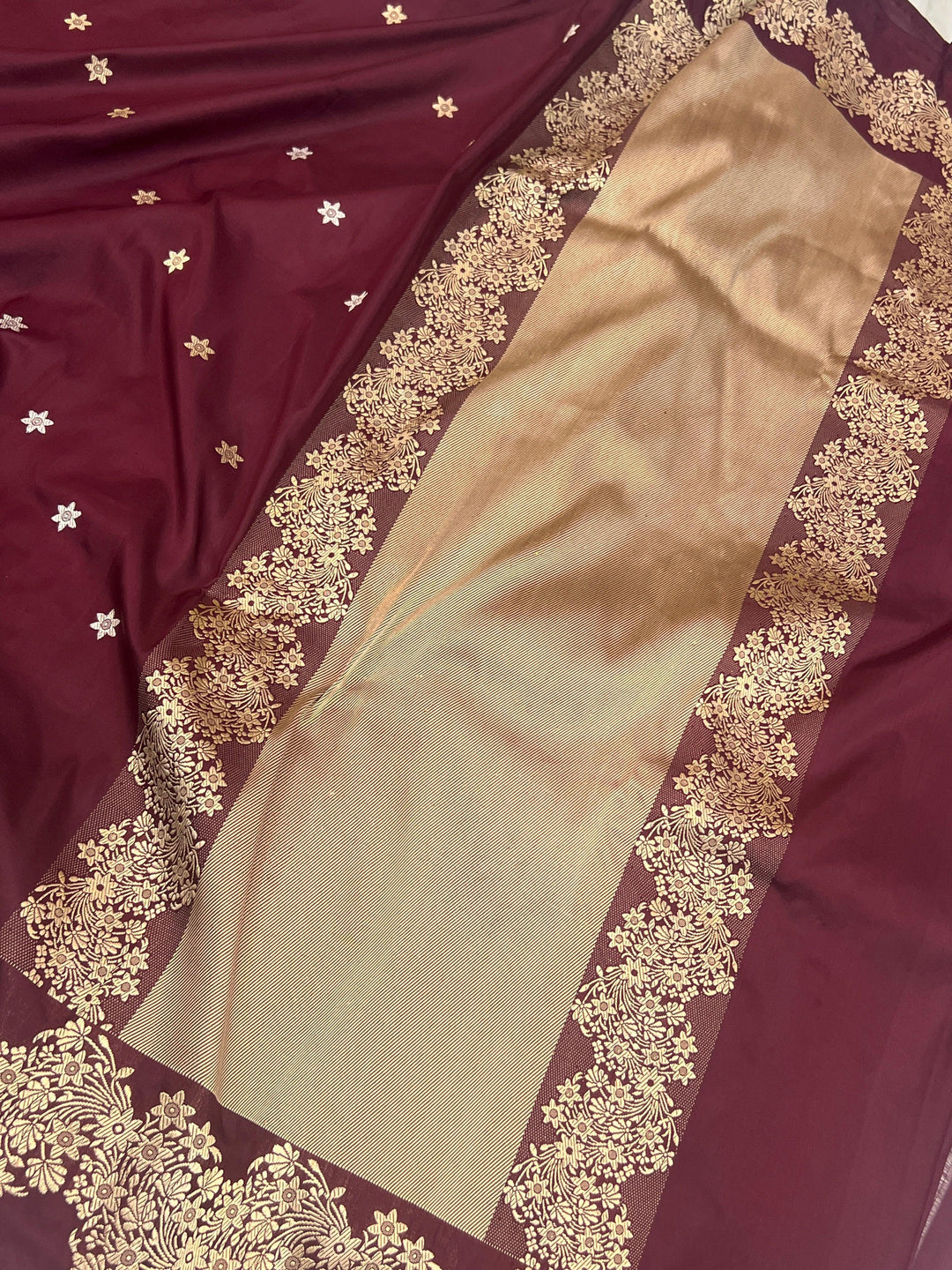 Katan Silk Banarasi Saree Kadhwa Sona Rupa Designer Border