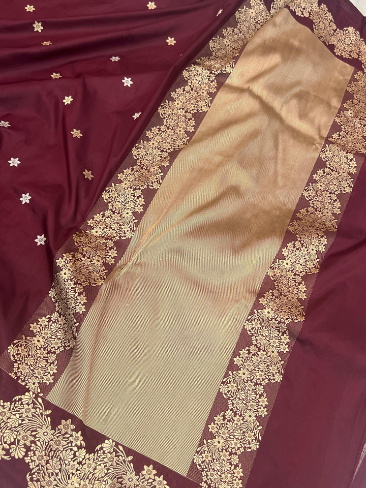 Katan Silk Banarasi Saree Kadhwa Sona Rupa Designer Border