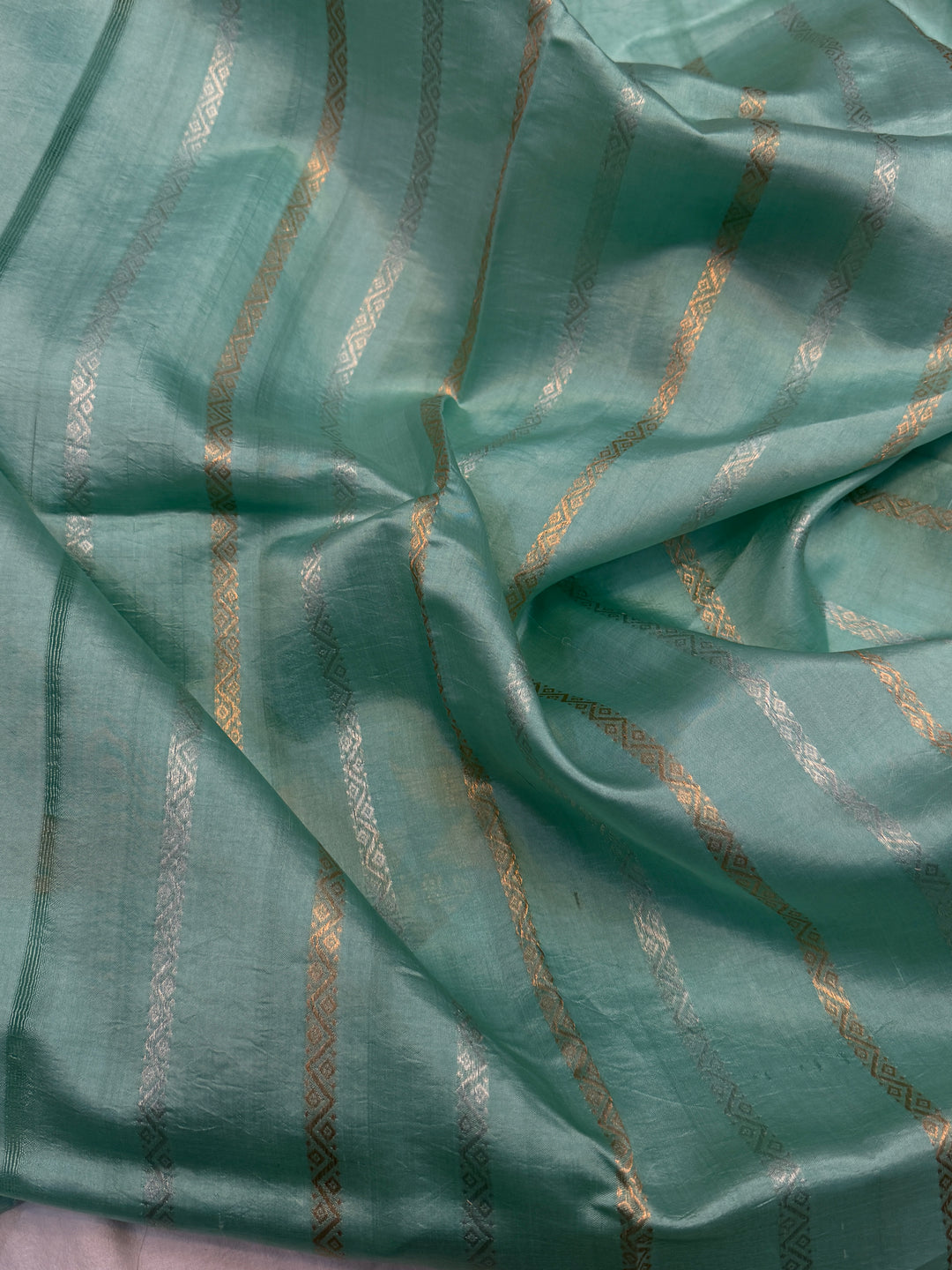 Sky Blue Pure Silk Handloom Banarasi Saree
