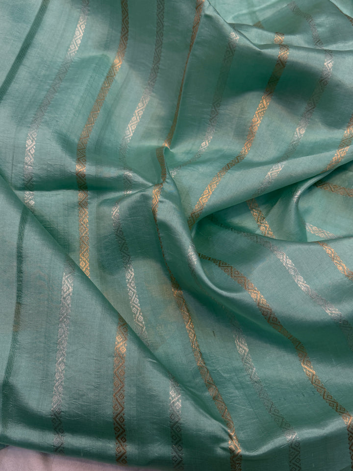 Sky Blue Pure Silk Handloom Banarasi Saree