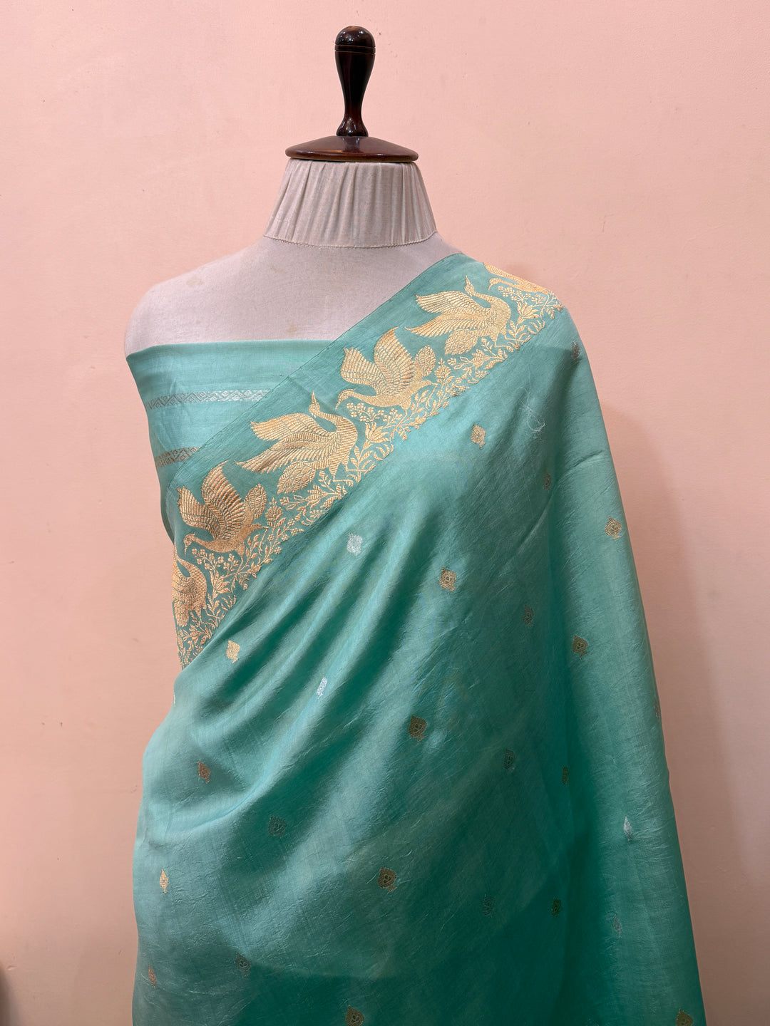 Sky Blue Pure Silk Handloom Banarasi Saree