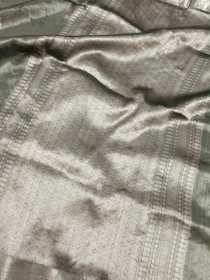 Black Pure Banarasi Handloom Tissue Silk Saree