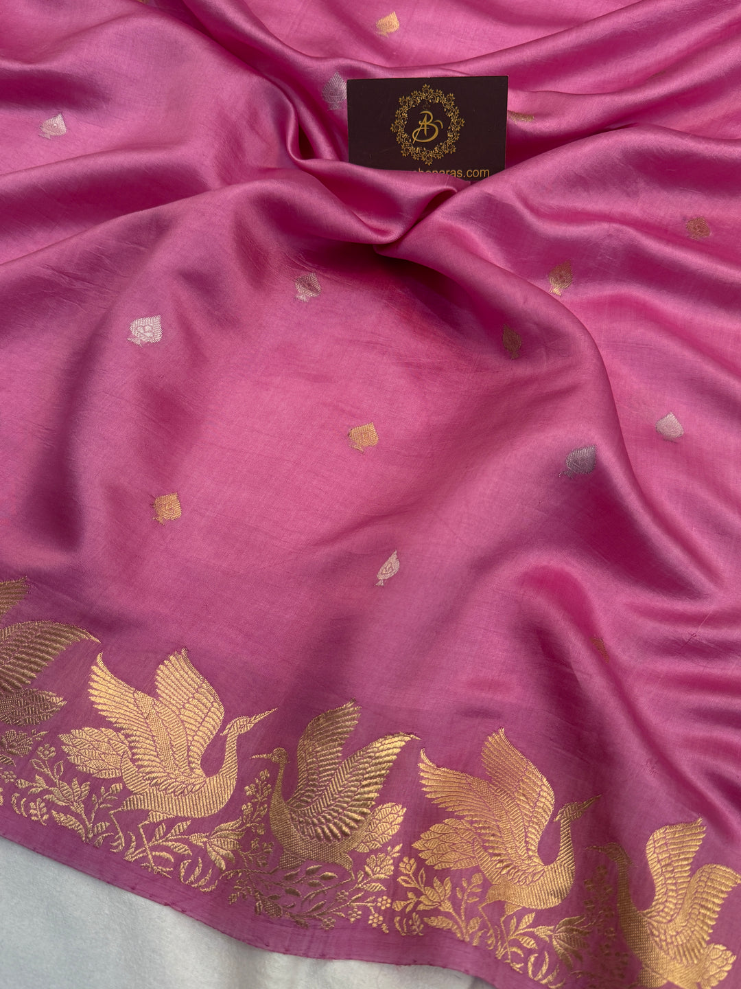 Onion Pink Pure Silk Handloom Banarasi Saree