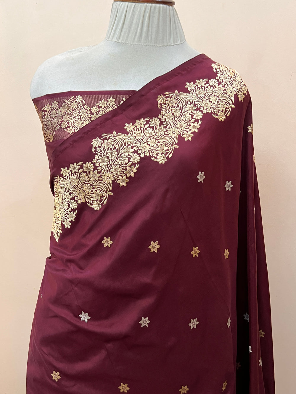 Katan Silk Banarasi Saree Kadhwa Sona Rupa Designer Border