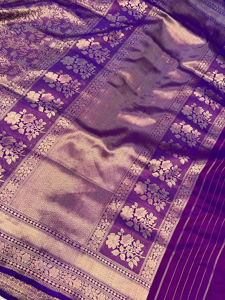 Rich and beautiful pallu of pure Katan silk Banarasi saree with intricate brocade work
