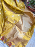 Pastel Yellow Banarasi Handloom Katan Silk Saree