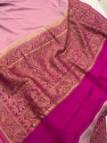 Onion Pink Pure Banarasi Khaddi Crepe Silk Saree - Aura Benaras