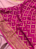 Onion Pink Pure Banarasi Khaddi Crepe Silk Saree - Aura Benaras