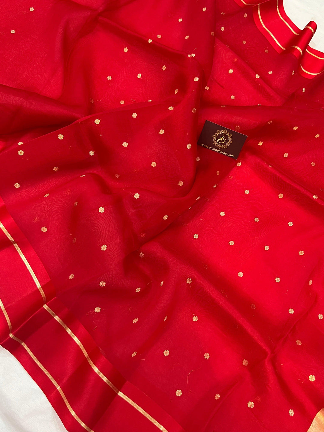 Red Pure Banarasi Handloom Silk Saree - Aura Benaras