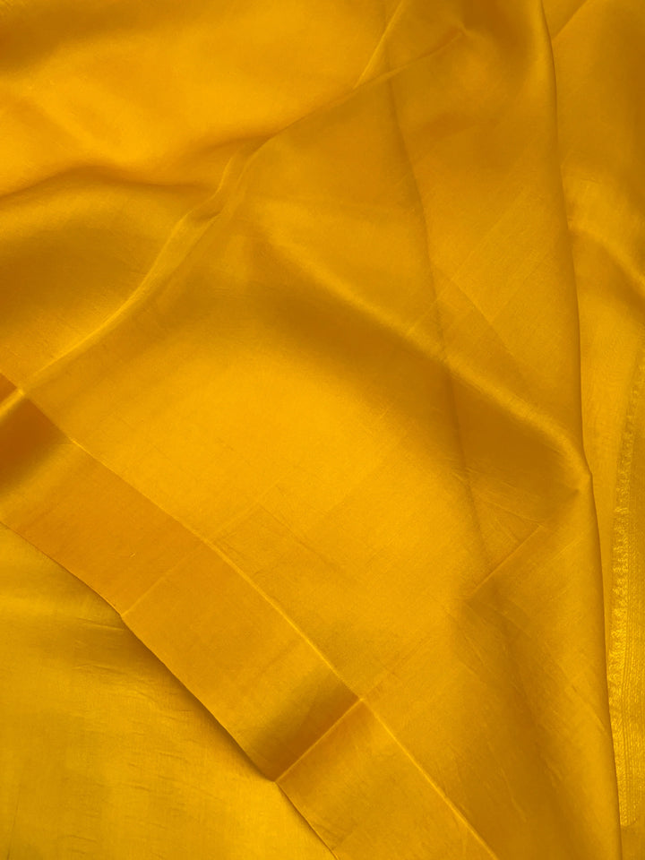 Yellow Pure Kora Silk Handloom Banarasi Saree