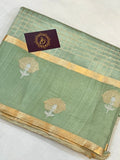 Light Green Pure Banarasi Handloom Silk Saree - Aura Benaras